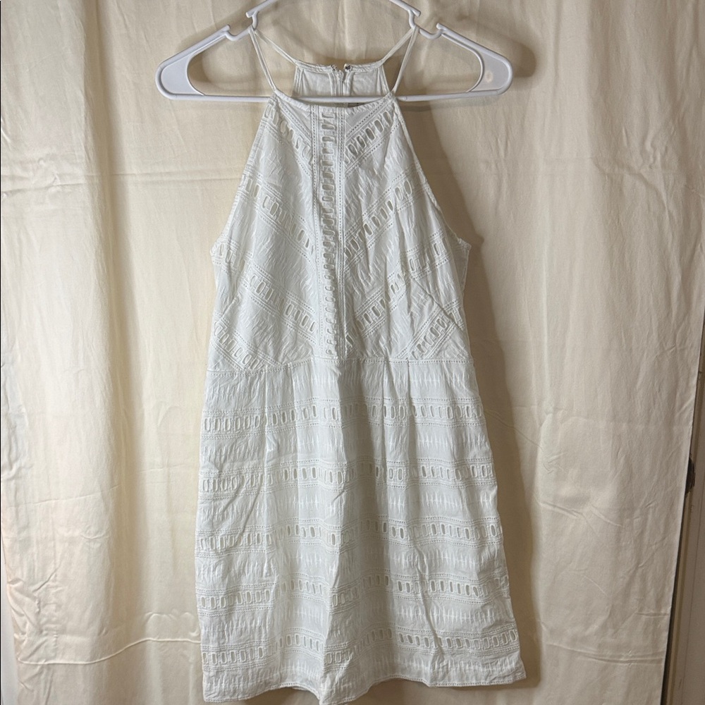 LOFT White Eyelet Halter Mini Dress